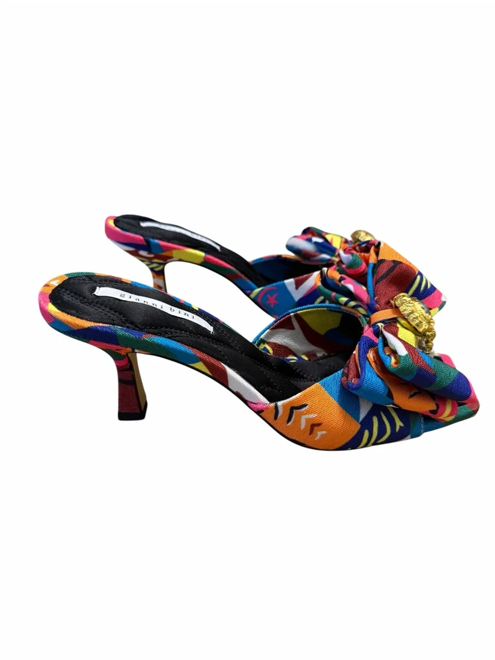 Gianni Bini NWOB Evil Eye Bow Mule Kitten Heels Colorful Size 6.5